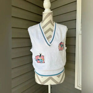 Vintage Ellesse Unisex Golf White Knitted Sweater Vest Sz P /S